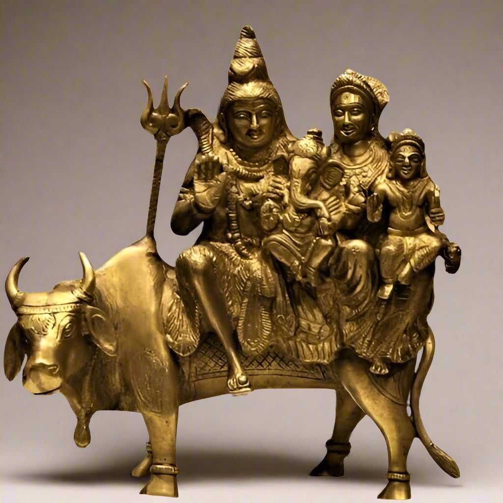 Shiv Family/Parivar on Nandi Bull Statue/Idol/Home Decor/Gift Item/Statue for Temple