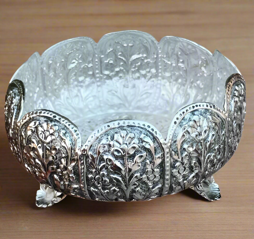 german silver lotus urli bowl for fruits/flower/home decor/gift item/festival