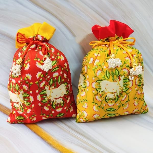 beautiful cow printed set of 20 potlis for give away gift