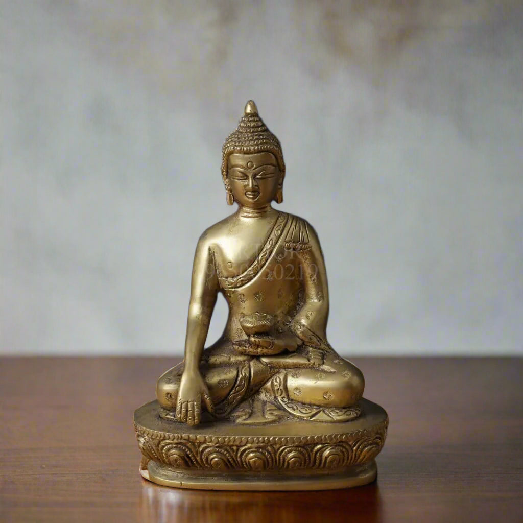 Brass Meditating Buddha Statue for Home Decor/Gift Item, Gold