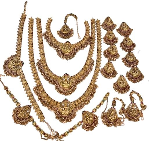 indiancraftsbykanika presents 17 pieces bridal combo necklace set full combo matt finish looks good on any woman