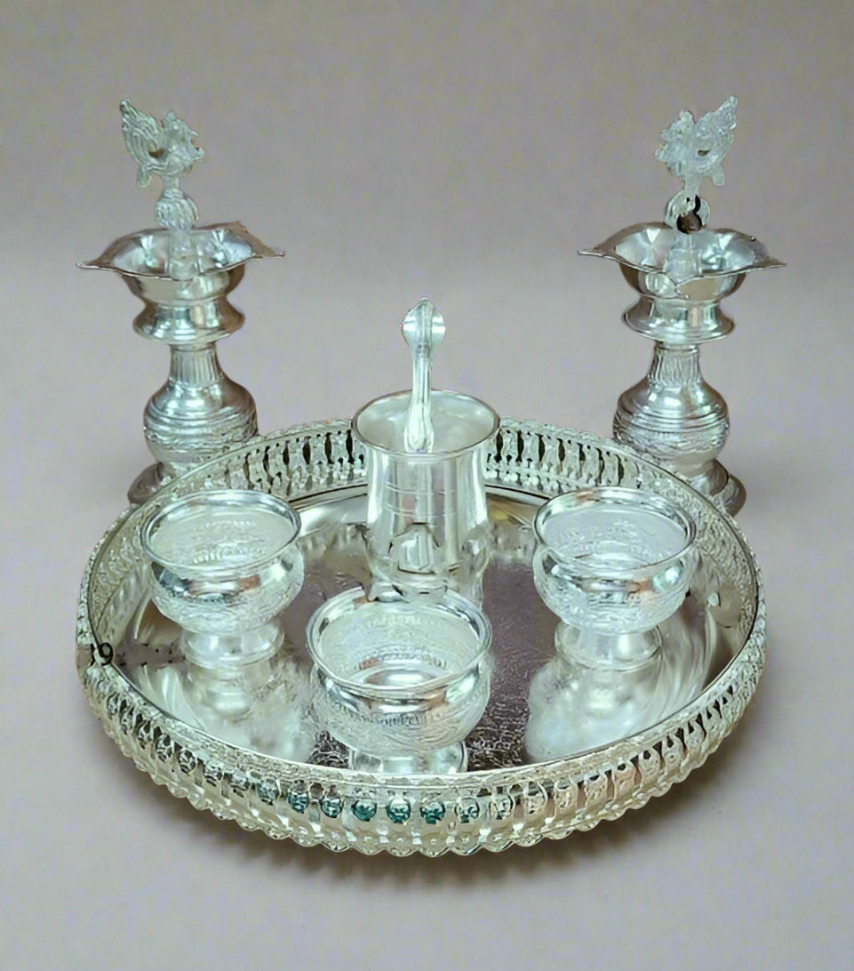 Pure German Silver Pooja thali Set