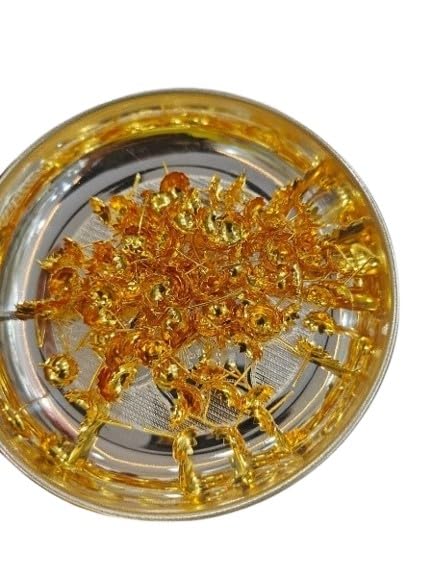 indiancraftsbykanika german silver plate with 108 golden flowers for housewarming pooja