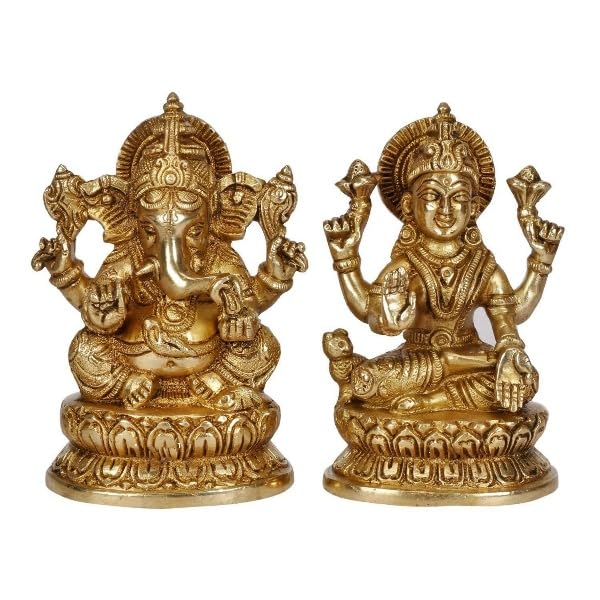 indiancraftsbykanika Brass Lakshmi Ganesh Idol for Diwali Pooja/Home Temple/Gift Item