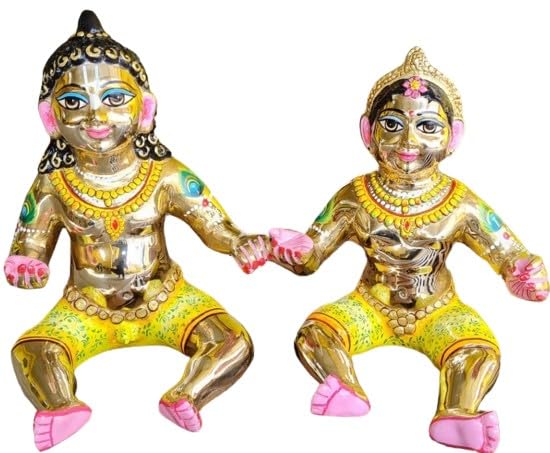 Hand Painted laddu Gopal and Radha Rani Idol Statue for Home Decor/Temple