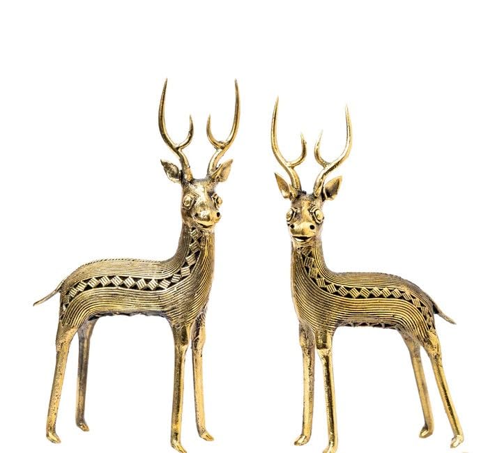 indiancraftsbykanika bastar dhokra Product Deer Statue showpiece/Gift Item, Set of 2 Pieces