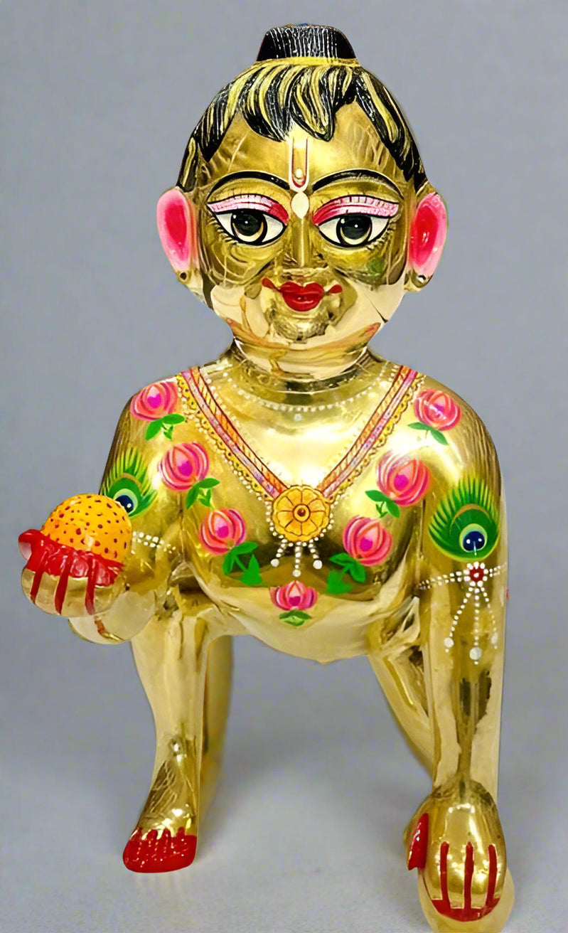 Painted Brass laddu Gopal Big Size Ido for Temple/Home Decor/Gift Item