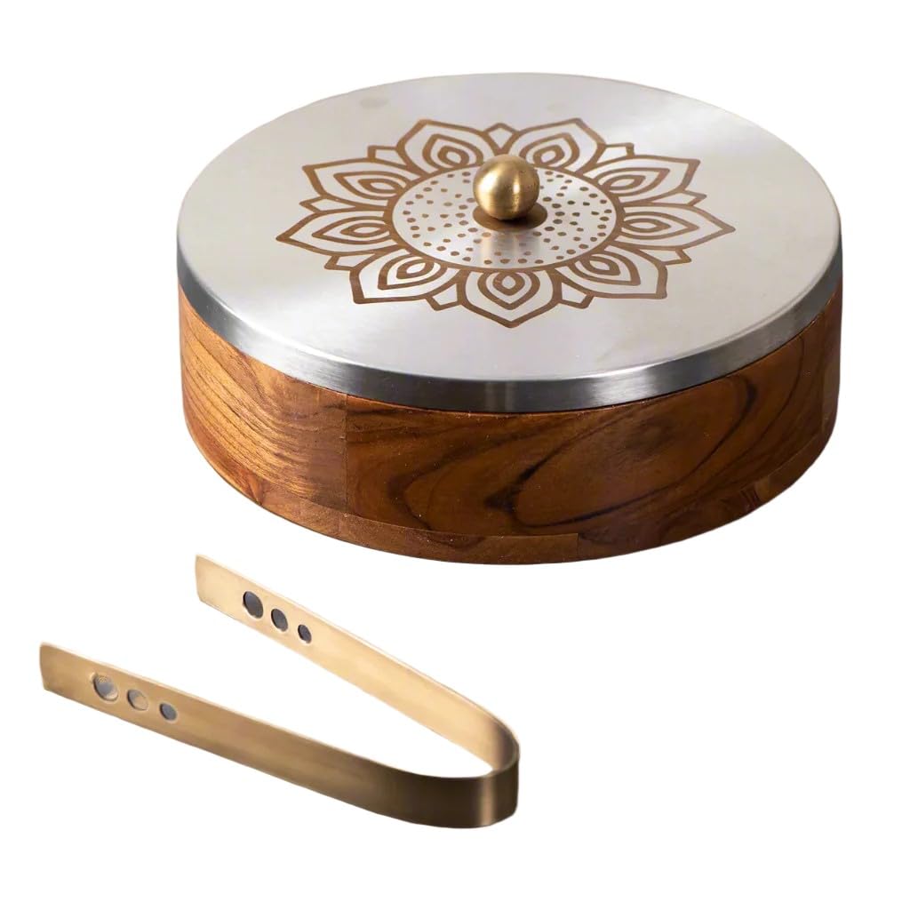 wooden with laser etching flower design casserole/chapati box for kitchen/gift item
