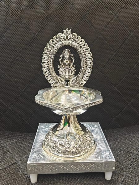 Pure German Silver kamakshi Diya Big Size for Gift/ Diwali/ Housewarming , 1 Piece