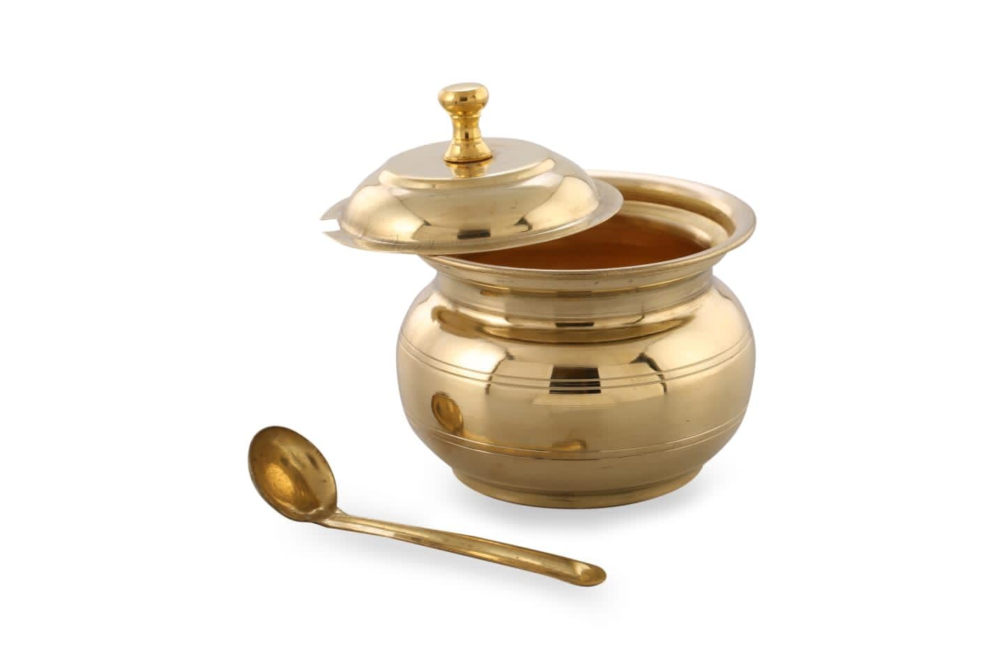 indiancraftsbykanika Brass ghee pot set of 2 sets with spoon/oil pots/gift item for kitchen/mouth freshner