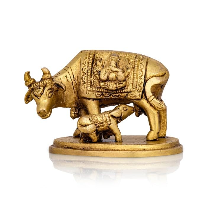 indiancraftbykanika Brass Small kamdhenu Cow/Cow and Calf Statue for Home/Office