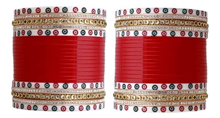 Stylish Plastic Gold Plated & Cubic Zirconia Chura Bangles Set For Girls Latest Chura
