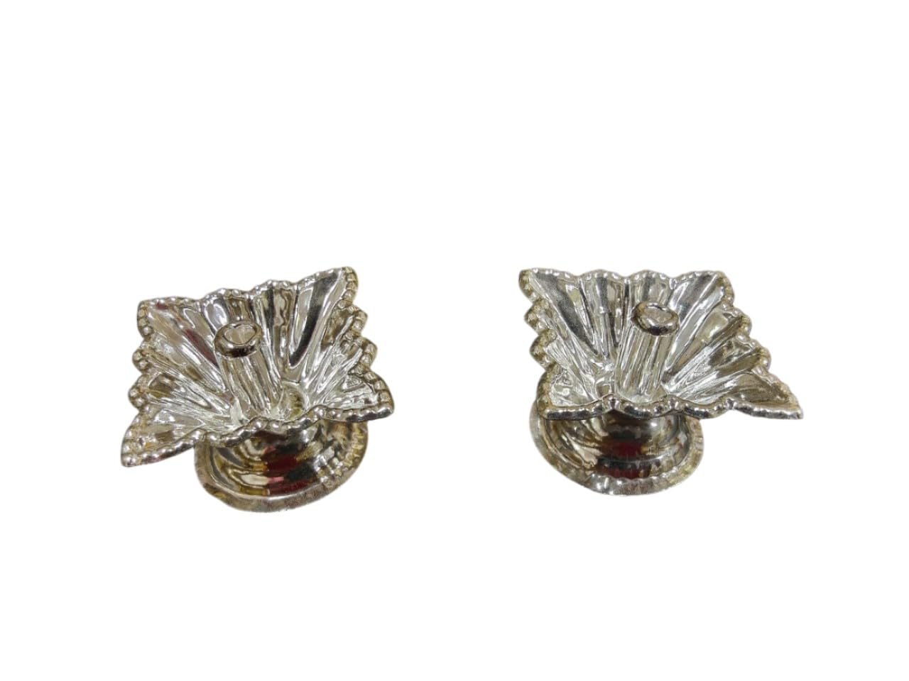 German Silver Sqaure Shape Flower Diya Set of 10 Pieces for Housewarming/ Diwali