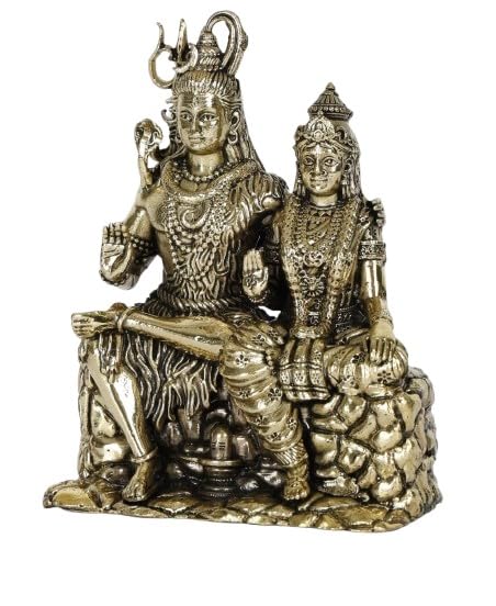 indiancraftsbykanika Brass Shiv Parvati Statue for Home Temple