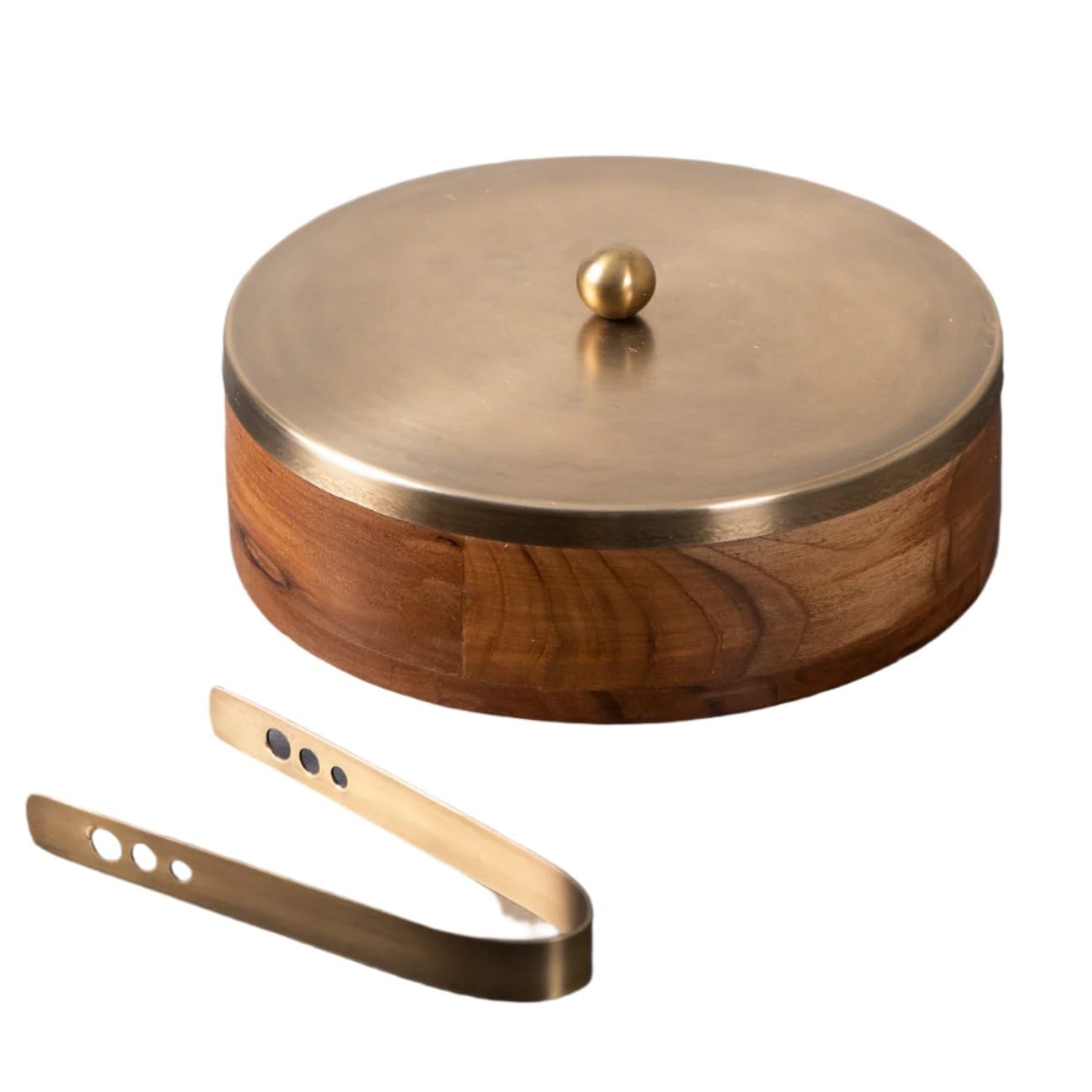wooden with copper coated lid casserole/chapati box for kitchen/gift item