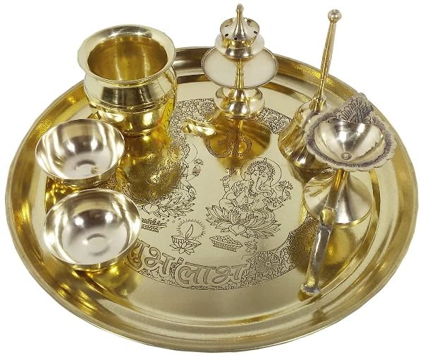 Brass Lakshmi Ganesh Shubha lab Pooja thali Set