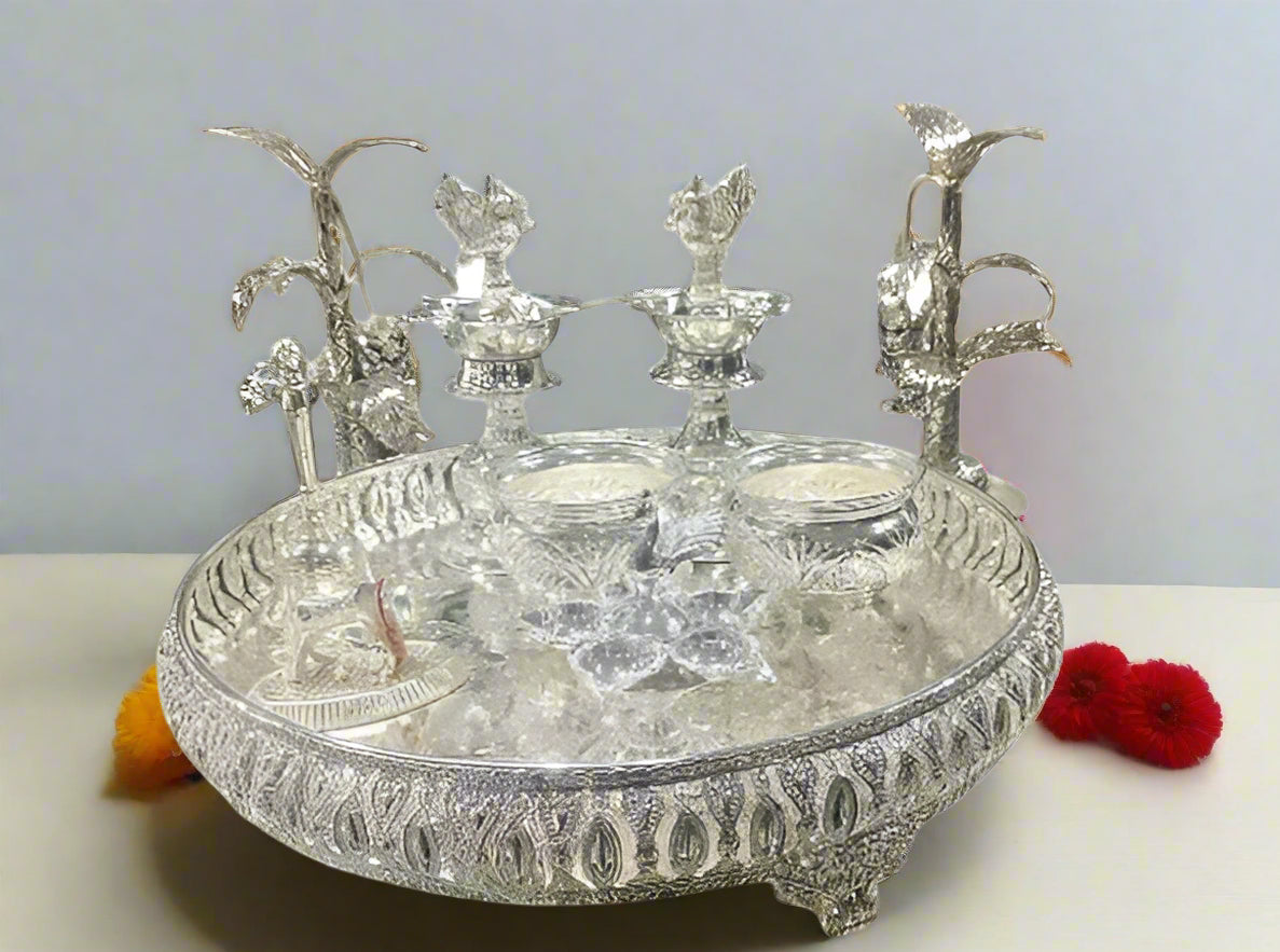 Pure German Silver Pooja thali Set