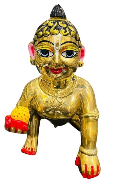 Brass laddu Gopal Statue Painted Big Size laddu Gopal Idol for Temple/Home Decor/Gift Item
