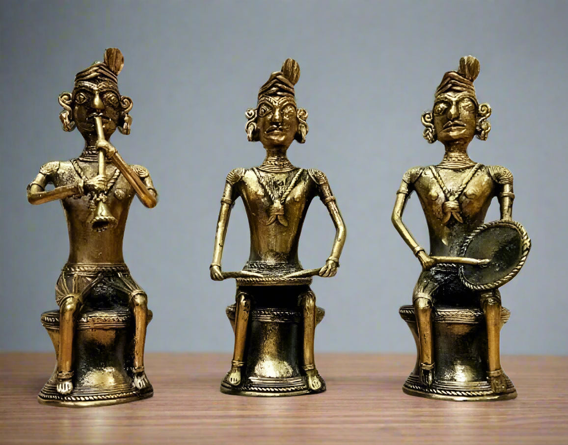 brass dhokra musical Dhokra Art Brass Handmade Sitting Musicians
