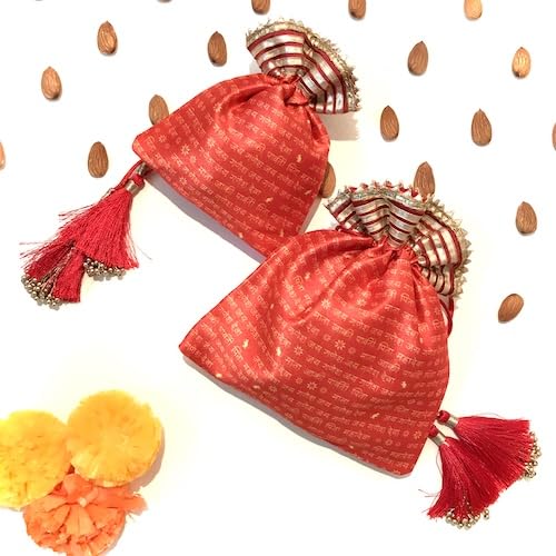 Ganpati Mantra colorful printed Potli bags set of 10 pieces, give away gift sets
