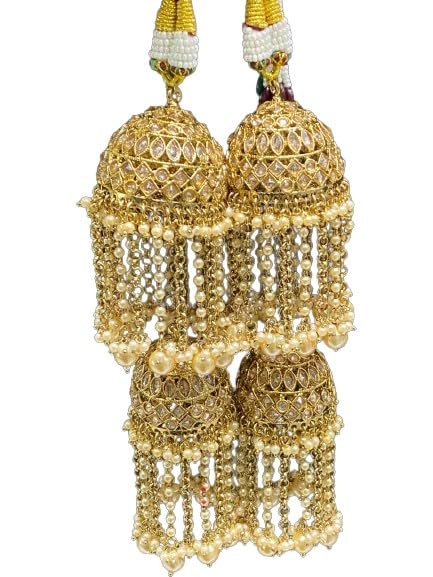 indiancraftsbykanika presents beautiful brass with pearl set of 2 pieces kaleere/kalire for punjabi bridal/wedding, blue