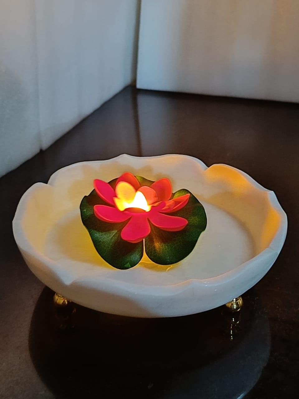 White Marble Fruit Bowl,Snacks Bowl, Sweet Platter with Stand for Serving on Diwali Festival, House Warming