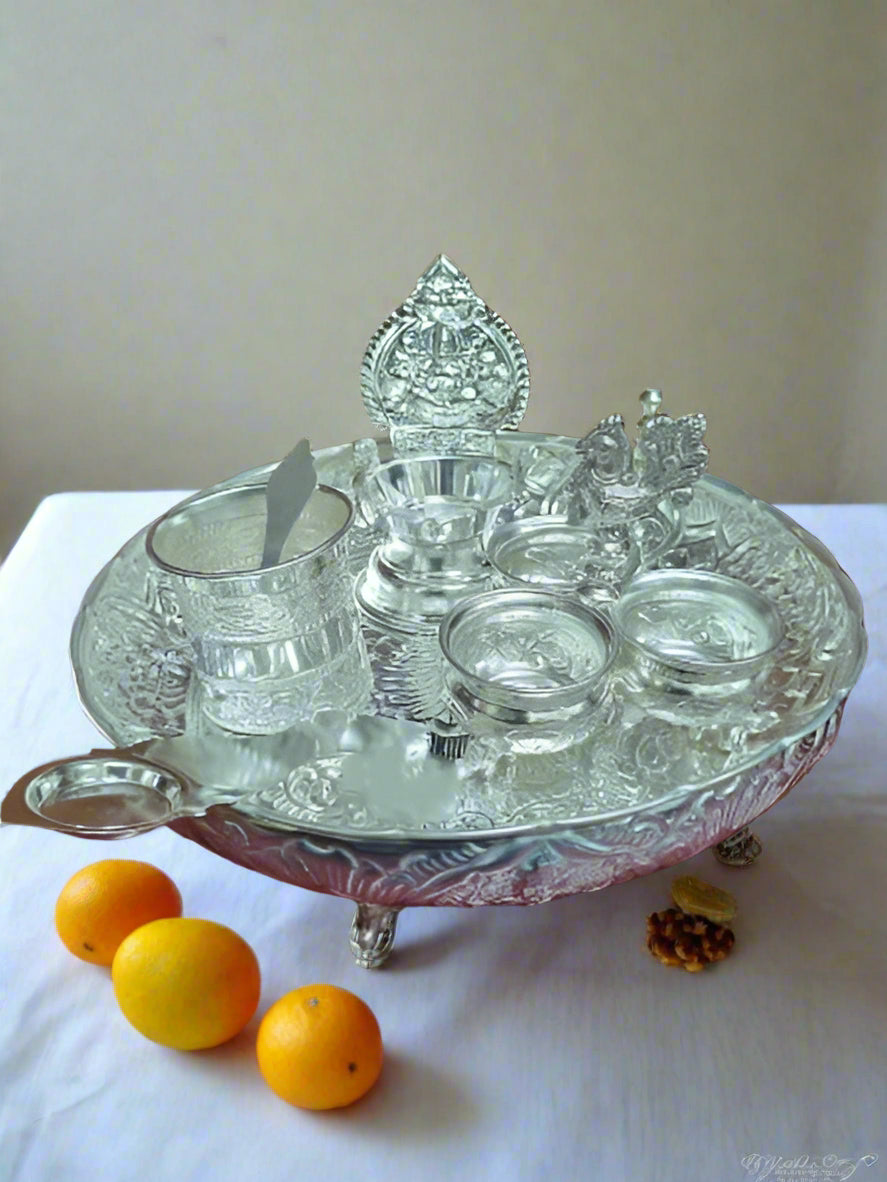 Pure German Silver Washable Pooja thali Set