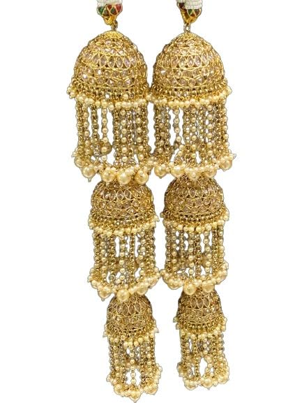 indiancraftsbykanika beautiful brass with pearl set of 2 pieces kaleere/kalire for punjabi bridal/wedding looks good on any woman