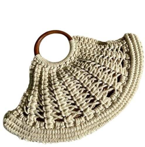 handmade macrame with wooden handle evening bag for women, gift purpose