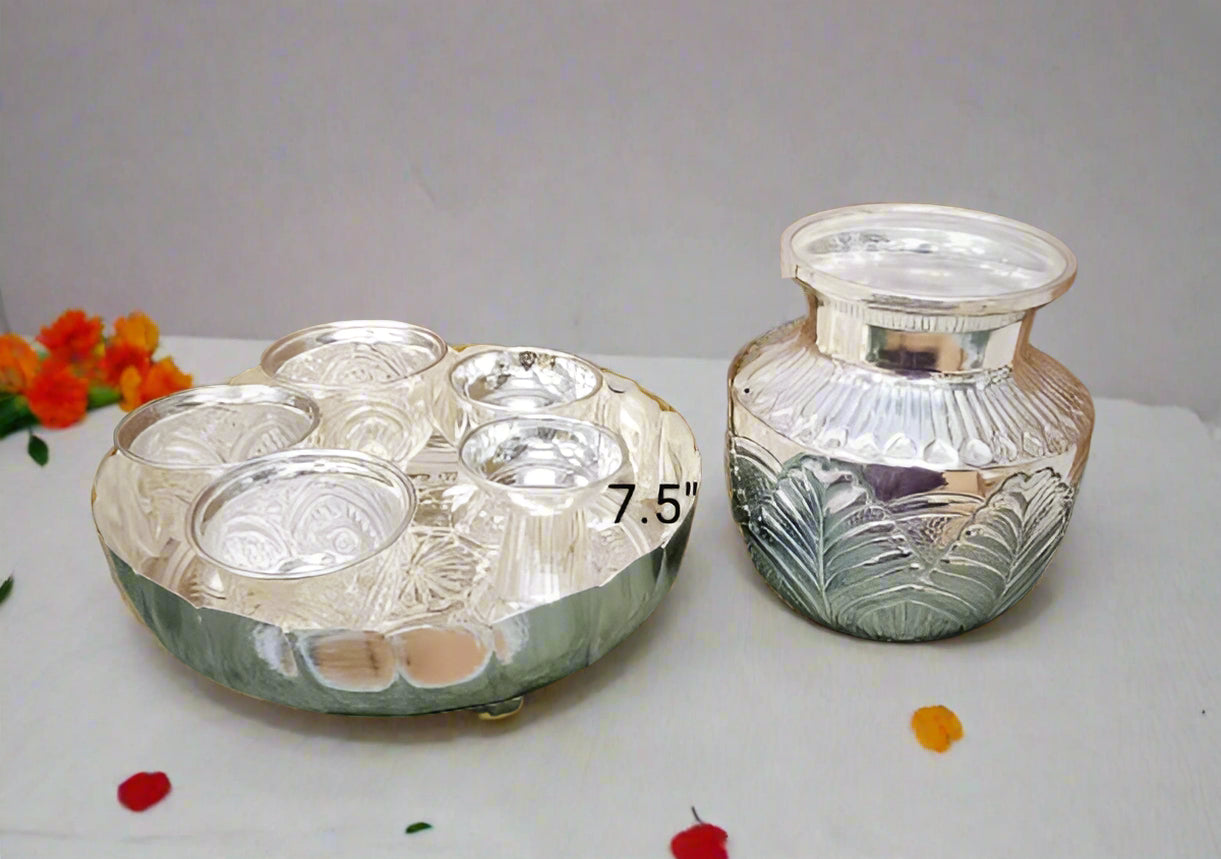 German Silver Pooja thali Combo Set