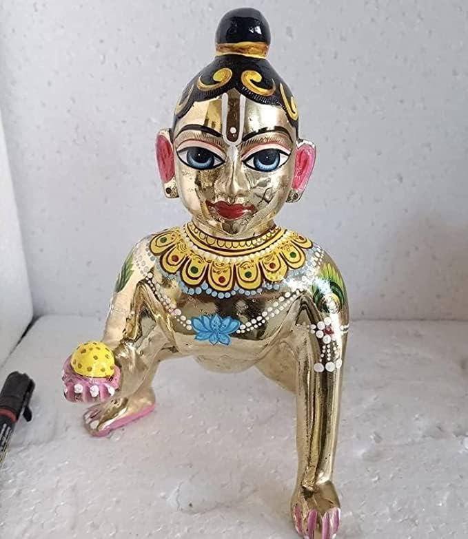 Brass Painted laddu Gopal Statue Idol for Home Decor/Temple/Office/Gift Item