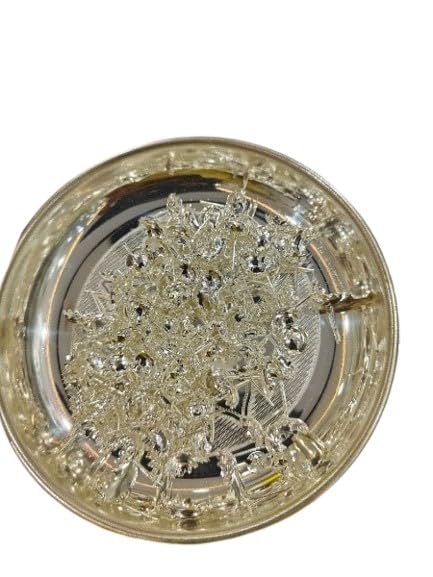 indiancraftsbykanika german silver plate with 108 silver flowers for housewarming pooja