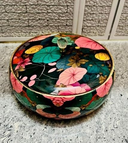 flower printed wooden chapati box/snacks box/sweet box/bread box with tong