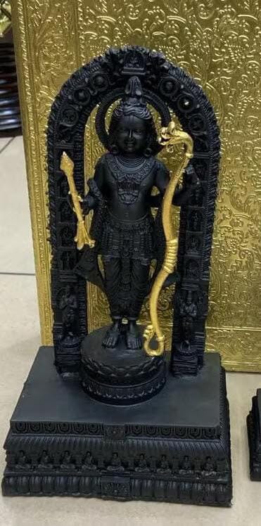 Resin Black Color with Golden Bow and Arrow ram Lalla ayodhya Statue