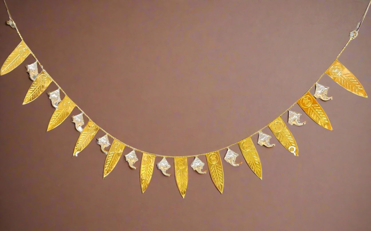 German Silver Ganesh Golden Silver 38" toran