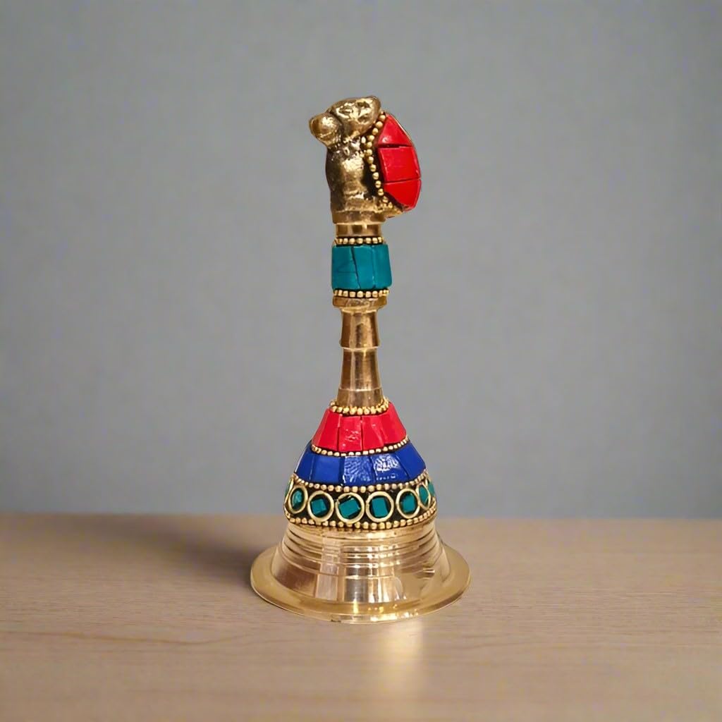 Brass with Stone Work Bell for Temple/Gift Item