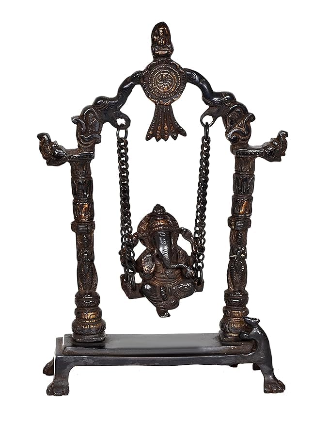Brass with Black Brown Finish Ganesh on Swing/jhula/Home Decor/Gift Item