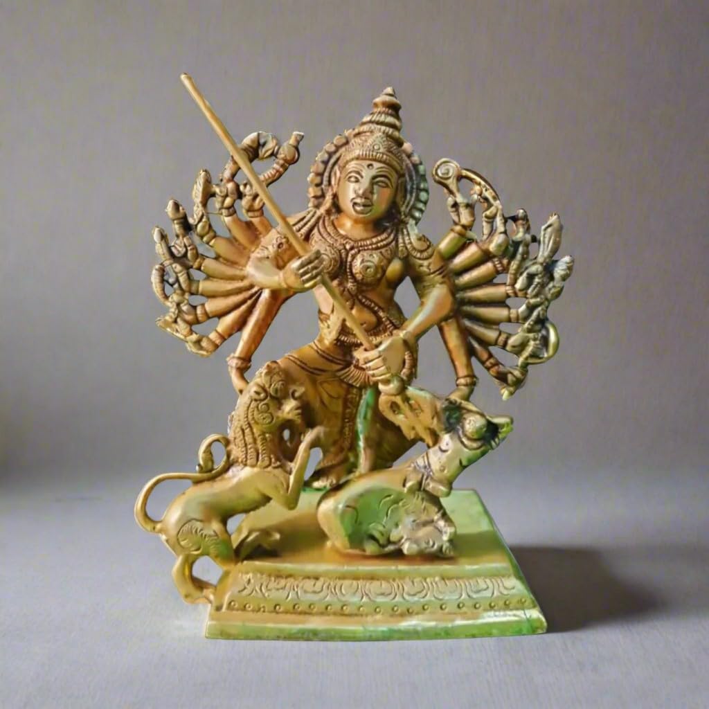 indiancraftbykanika Brass MAHISHASURA MARDINI Statue for Home/Office Temple