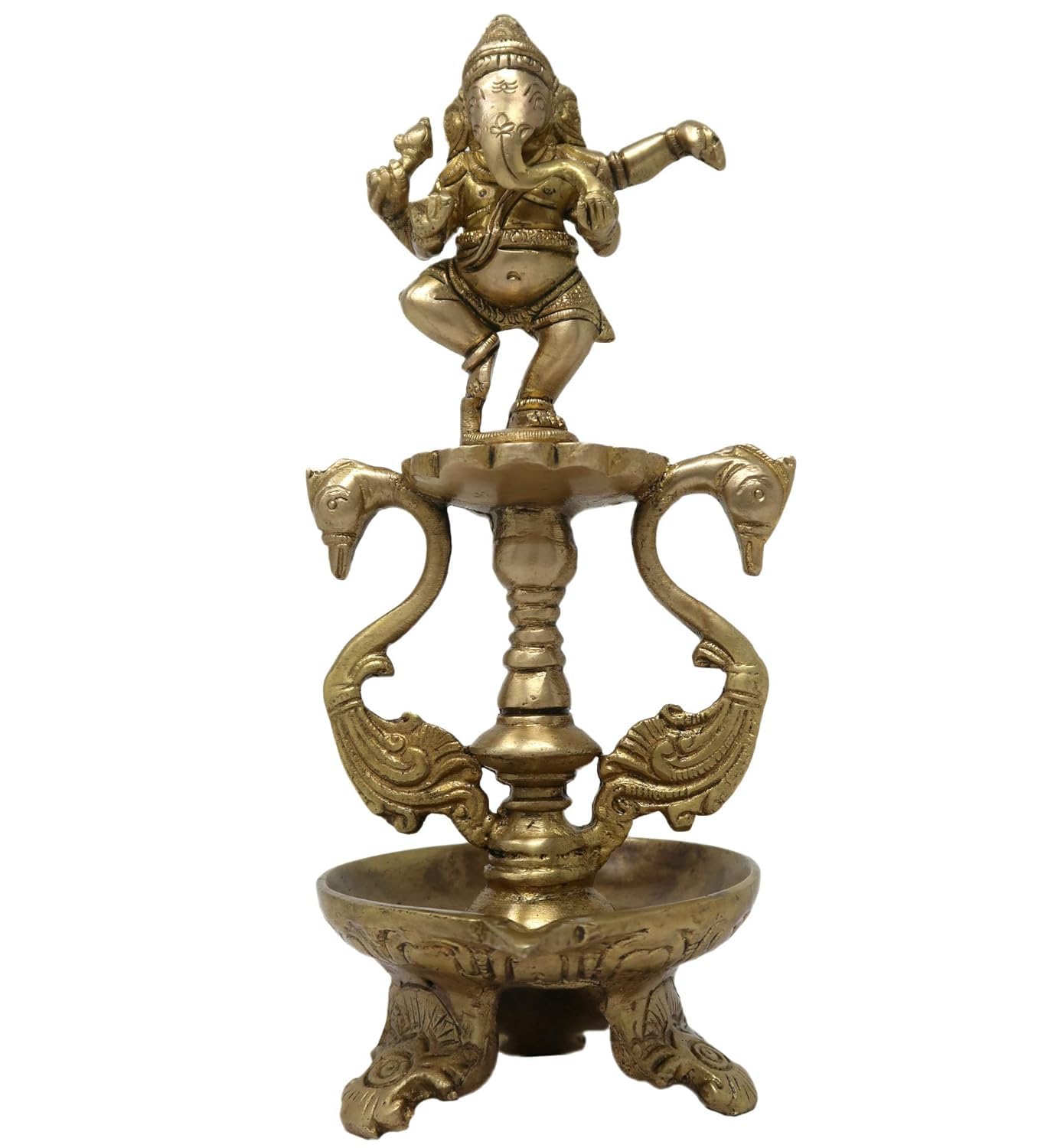Ganesha Dancing with Swan Hindu Decor Diya for Diwali and Home Temple Mandir Decorations, 1 Pieces