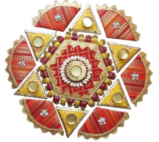Royal Traditional Look Rangoli Tlight Set 13 Pieces with 21 tlights for Home décor/Diwali/New Year