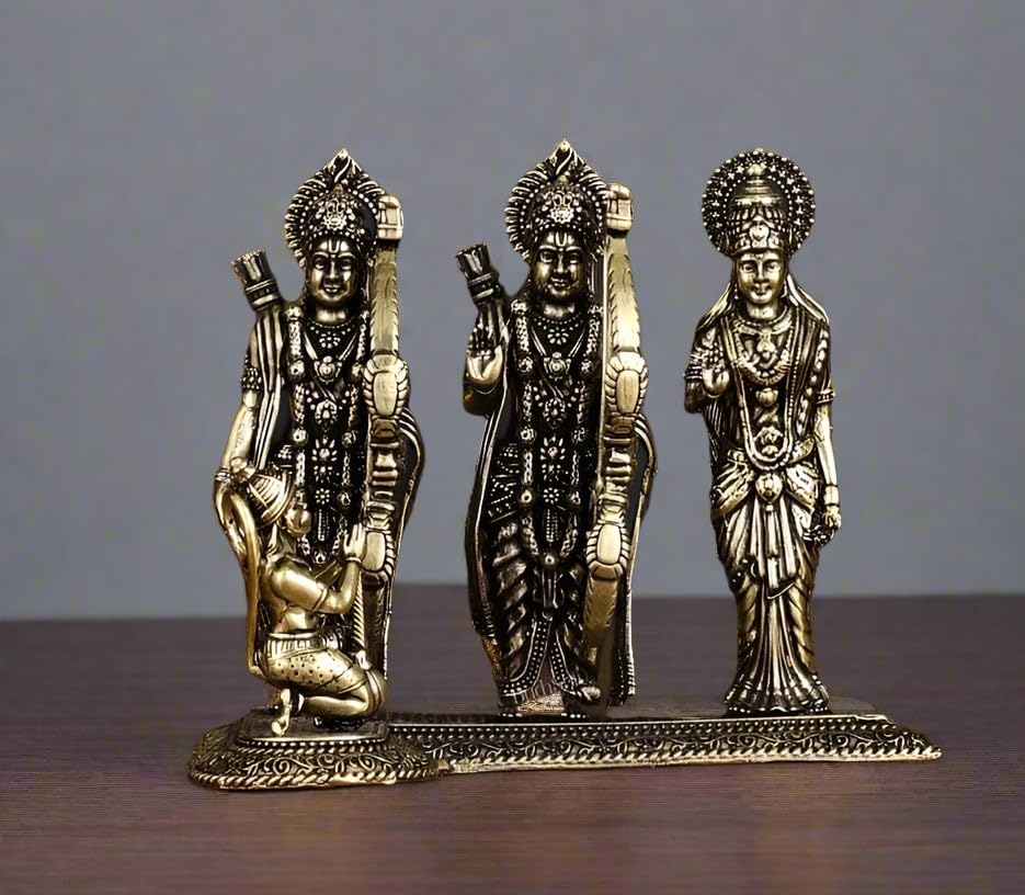 indiancraftbykanika Brass Finely Carved Small ram darbar Statue Set for Home/Office/Temple/Gift Item