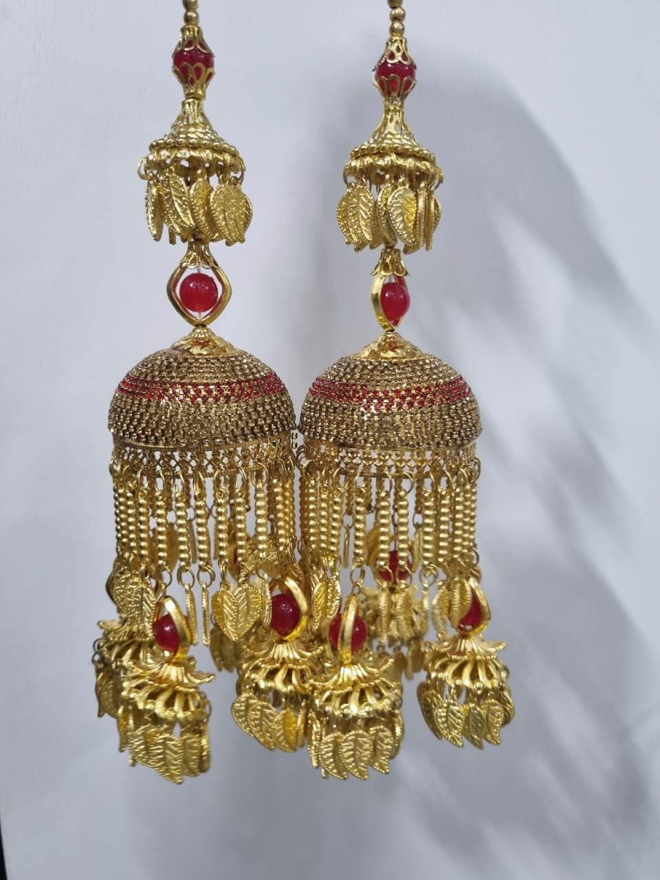 Brass Bridal Golden Color red color stone kaleere/kalire for Wedding for women