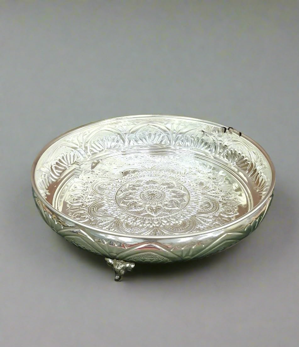 German Silver Heavy naxi Work German Silver Plate with Elephant Legs