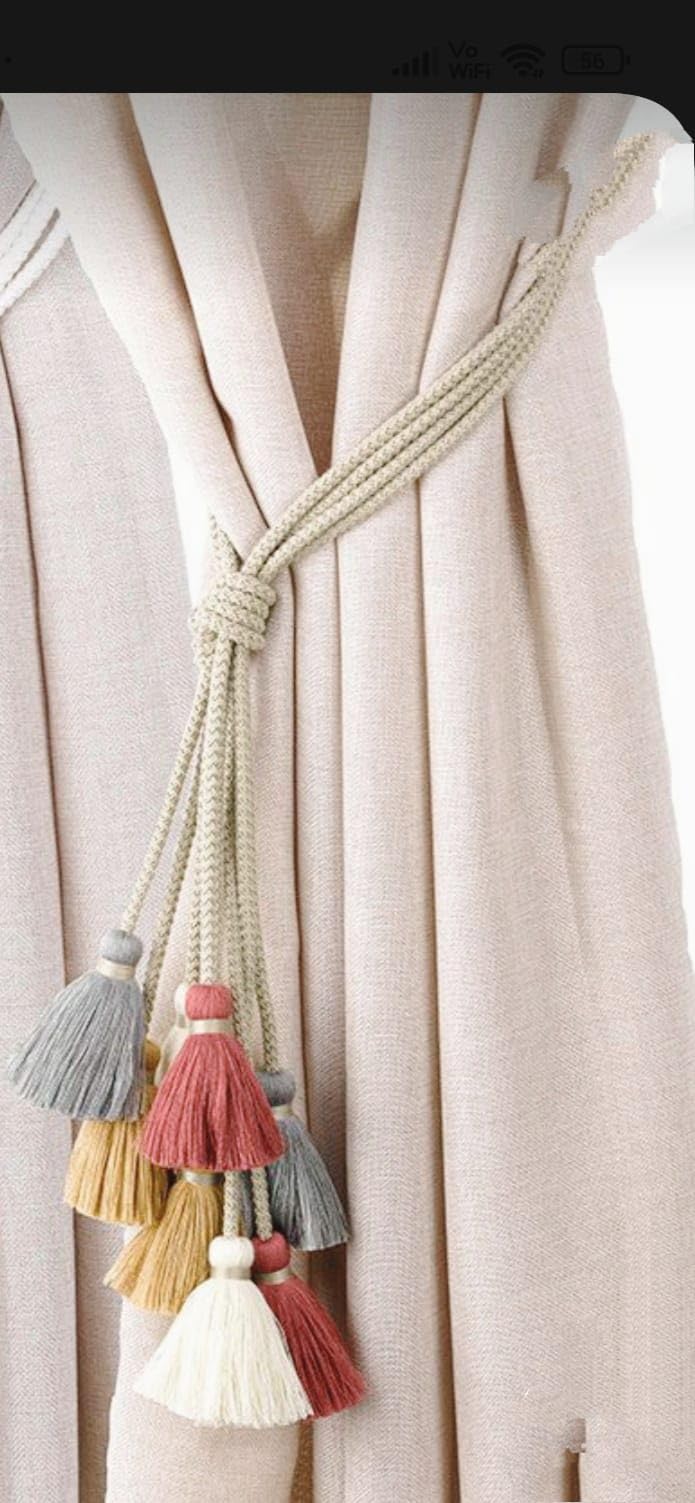 Handmade Colorful Macrame Curtain tie Set of 4 can be Customize of Any Size