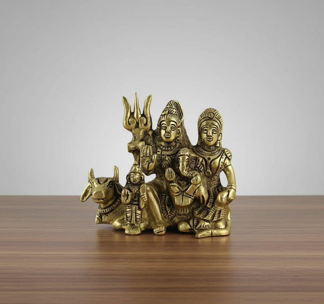 Small Size Brass Shiv parivar Statue/Idol for Temple Home/Office/Gift Item