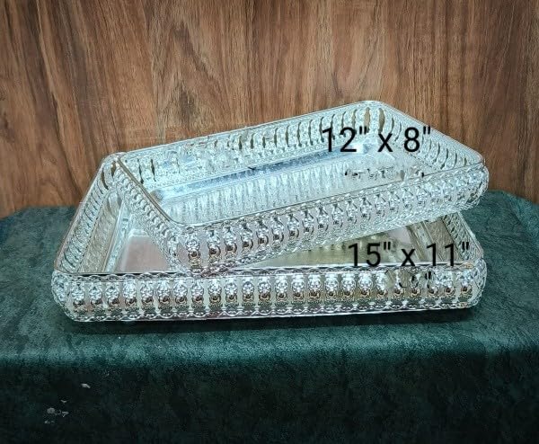 German Silver Set of 2 Rectangular Tray for Serving/Gift Item