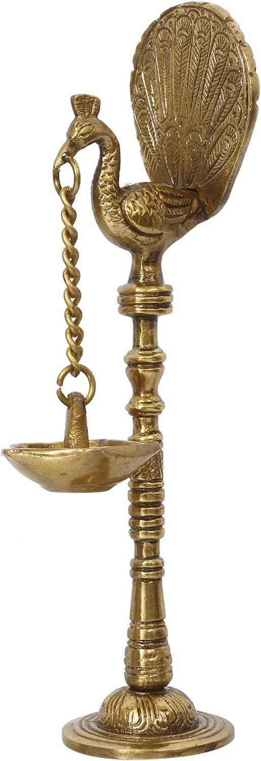 Brass Set of 2 Peacock Diya Set for Home Decor/House Warming Pooja/Diwali Festival
