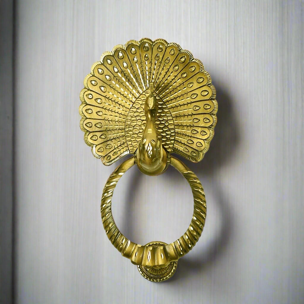 Brass Dancing peacock Door knockers for Home Decor/Office/Gift Item, Gold,