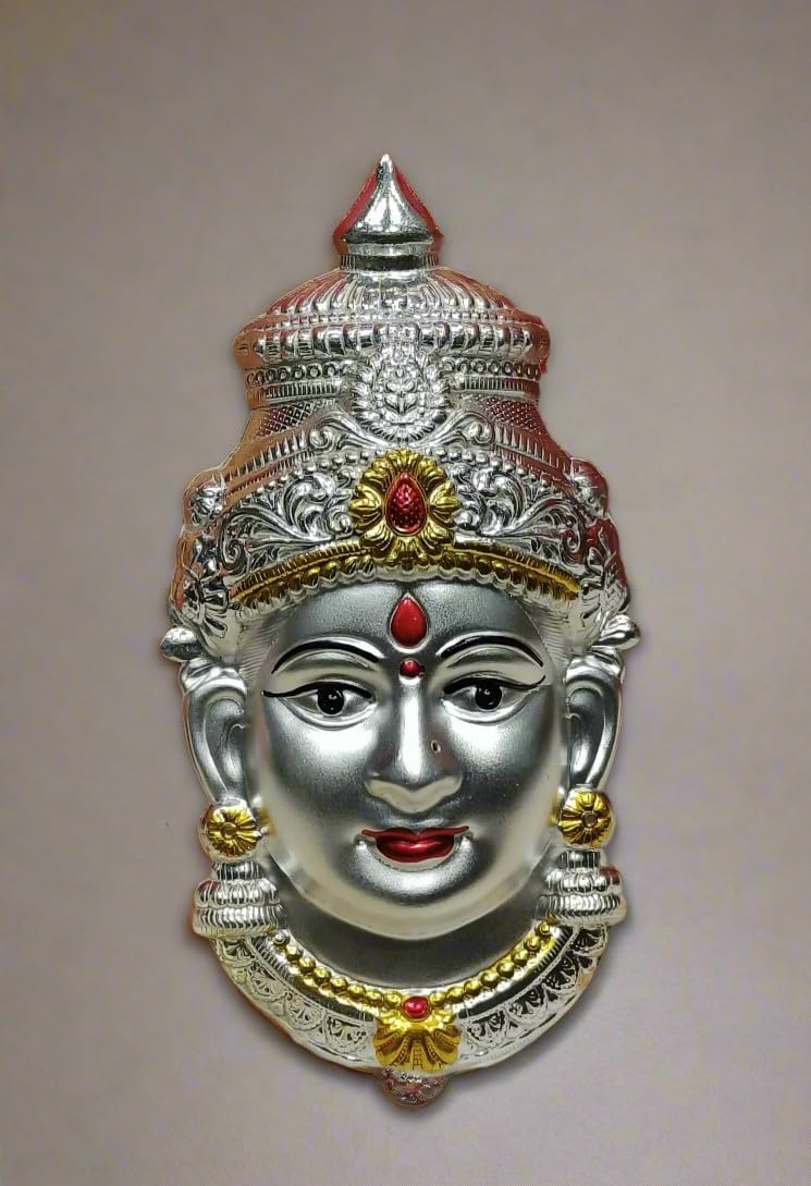indiancraftbykanika Silver Plated Lakshmi muktut/face for Vara Lakshmi Pooja/Housewarming