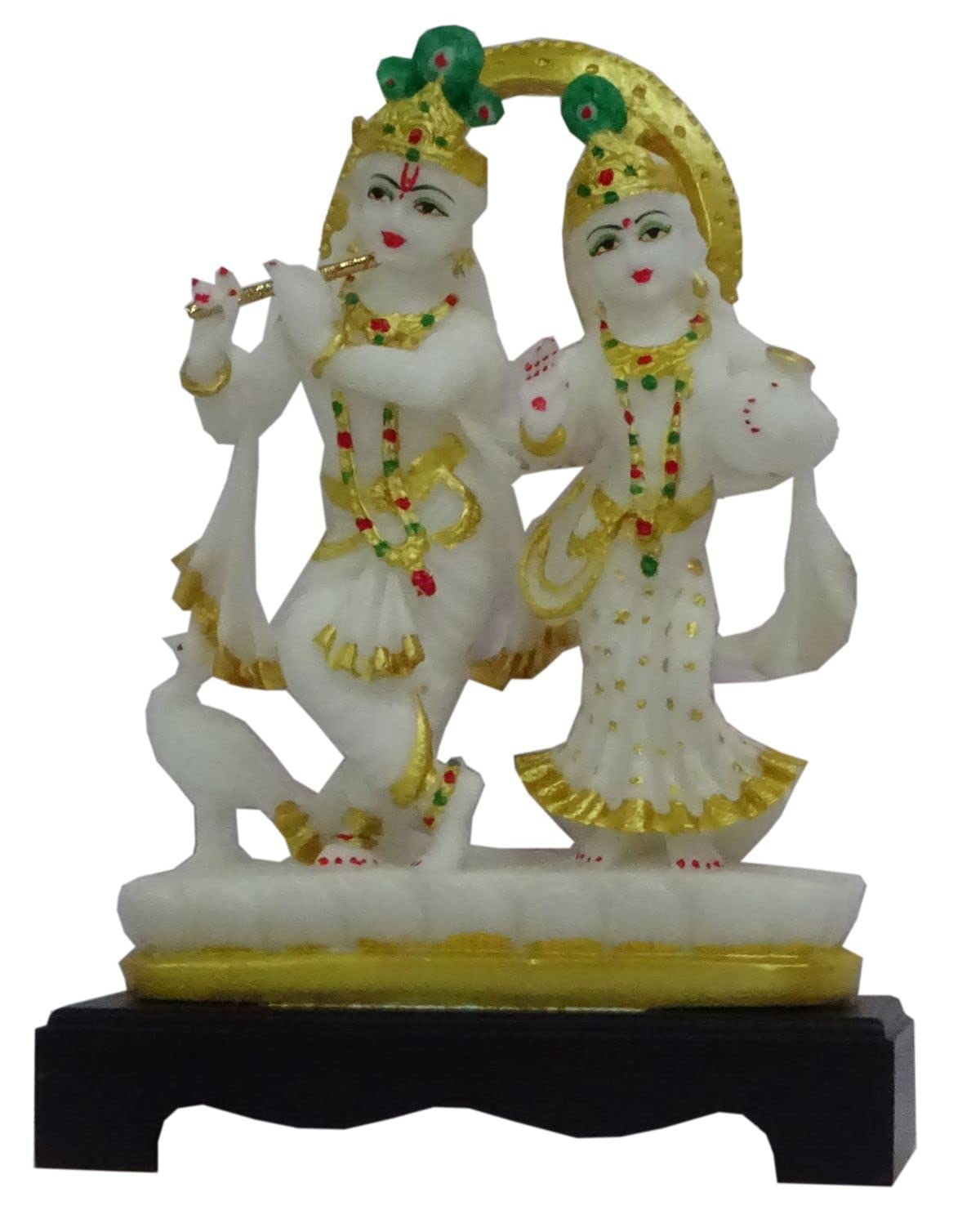 White Color Dancing Radha Krishan Statue Playing Flute Idol for showpiece, Home décor, Temple